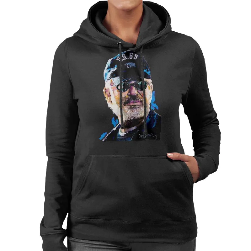 Sidney Maurer Original Portrait Of Steven Spielberg Baseball Cap Glasses Women's Hooded Sweatshirt Hoodie with Illustration Artistic Creative