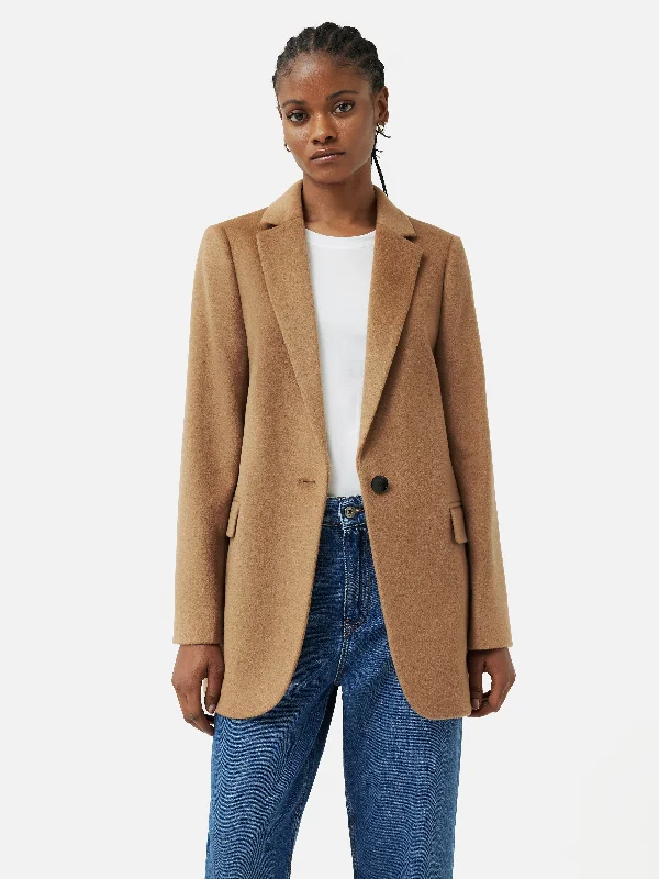 Wool Langford Tailored Coat | Camel Kimono Robe Cloak