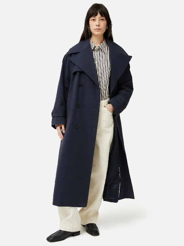 Nelson Cotton Trench Coat | Blue Trench Raincoat Windbreaker