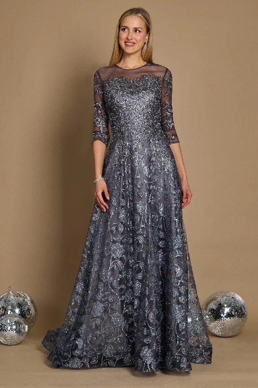 Dylan & Davids Long Formal Lace Evening Dress Charcoal Tunics Cozy comfortable