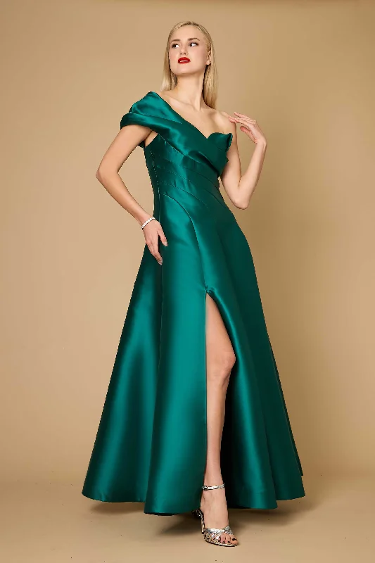 Dylan & Davids One Shoulder Long Formal Ball Gown Evening Dress Emerald Green Tunics Corduroy durable