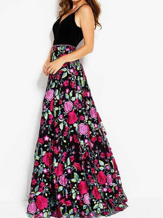 Floral Sleeveless Backless Elegant Party Maxi Party Dress Shift Classic Vintage