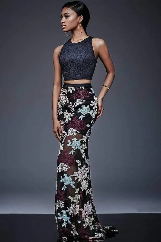 Jovani M405 Floral Print Two-Piece Evening Dress Tunics Spring floral