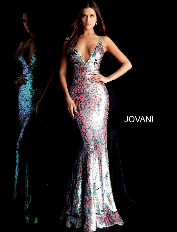 Jovani 67314 Plunging Neck Sequin Long Party Dress Tunics Chic elegant