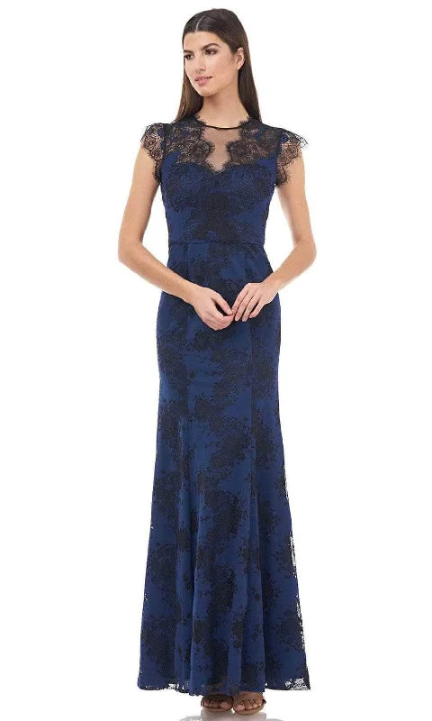 JS Collections 866732 - Illusion Neck Laced Evening Dress Cowl Neckline Elegant