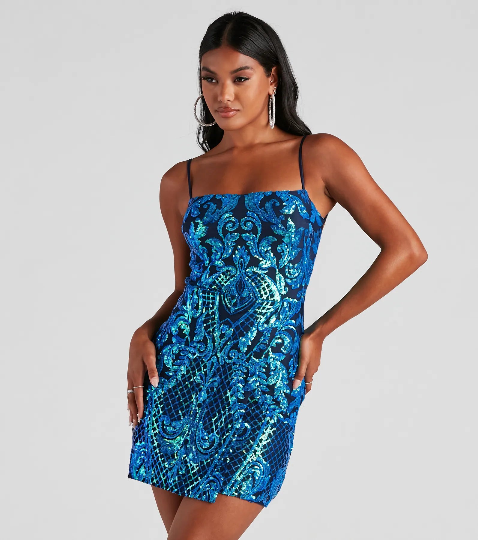 Kaylie Sequin Short Party Dress Boatneck Modish Everyday