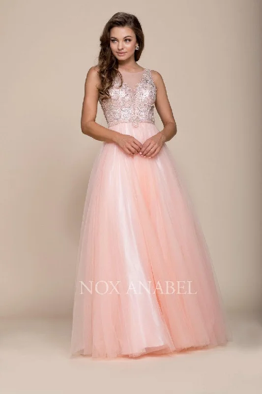 Long Evening Dress Formal Prom Gown Bashful Pink A-Line Day Work