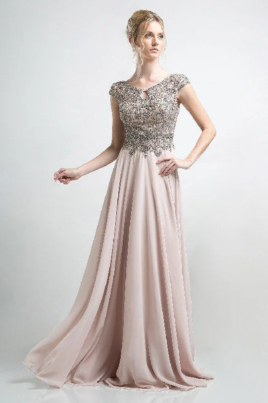 Cinderella Divine CR721 Long Champagne Formal Evening Dress Tunics Print Colorful