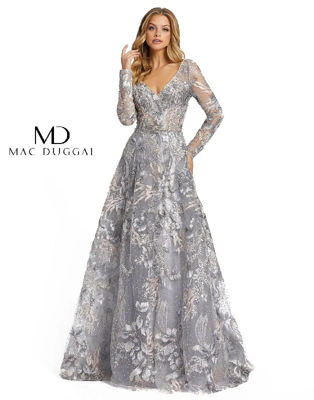 Mac Duggal 20214 Long Sleeve Formal Evening Dress Tunics Bridal satin