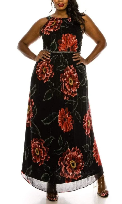 SLNY - 9471488 Floral Bateau Evening Dress Tunics Office stylish