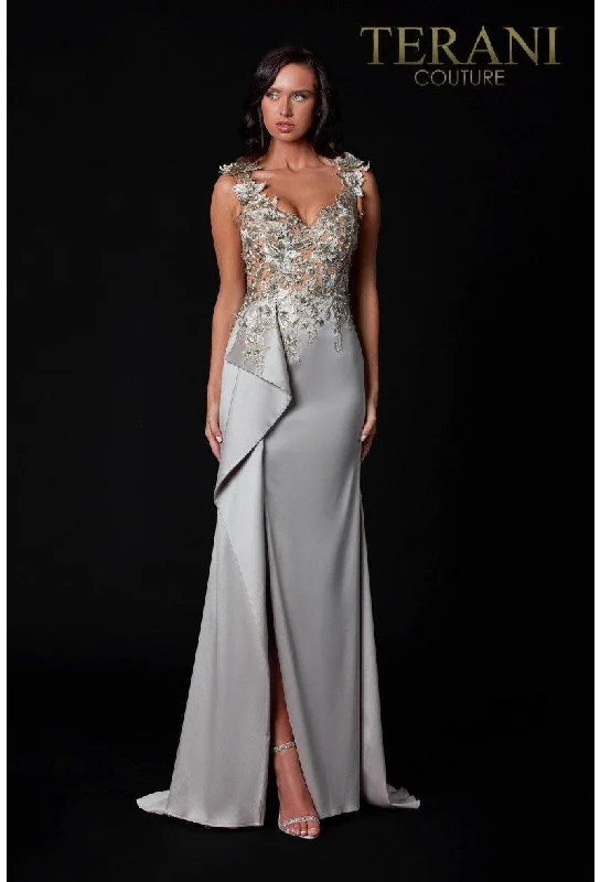 Terani Couture 2111E4751 Evening Dress With Sheer Embellished Top Bodycon Fitted Nightout