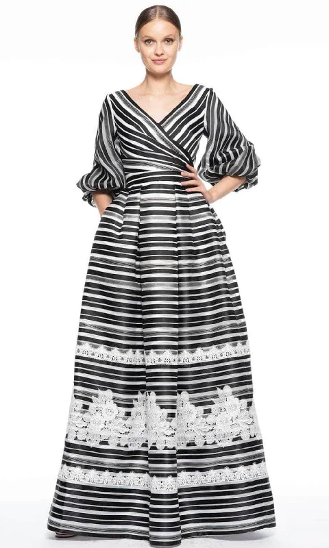 Theia 8812269 - Faux Wrap Stripe Evening Dress Tunics Winter warm