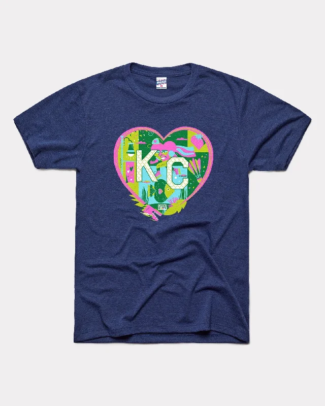 2024 Parade of Hearts KC Heart Navy T-Shirt Silk Blend Satin Velvet