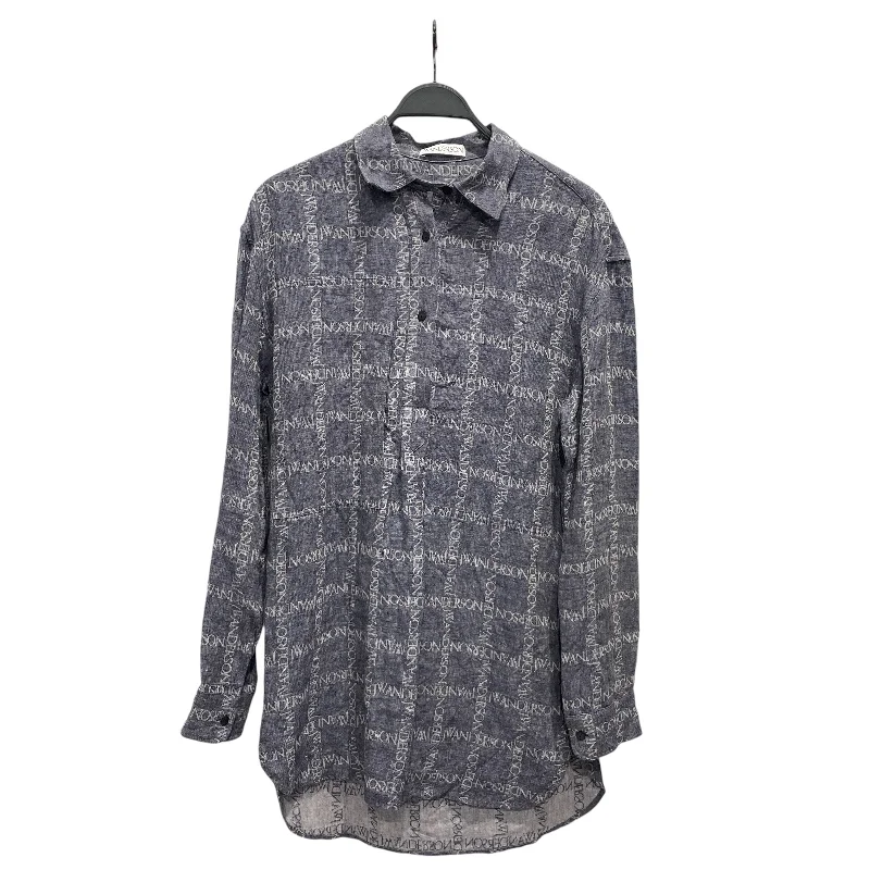 JW ANDERSON(J.W.ANDERSON)/LS Shirt/XS/Monogram/Linen/IDG/Logo grid Lace Blend Ribbed Blend Corduroy Blend