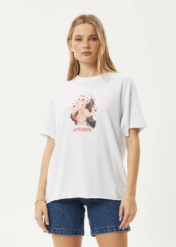 AFENDS Womens Dixie - Oversized Tee - White Elegant Classic Vintage