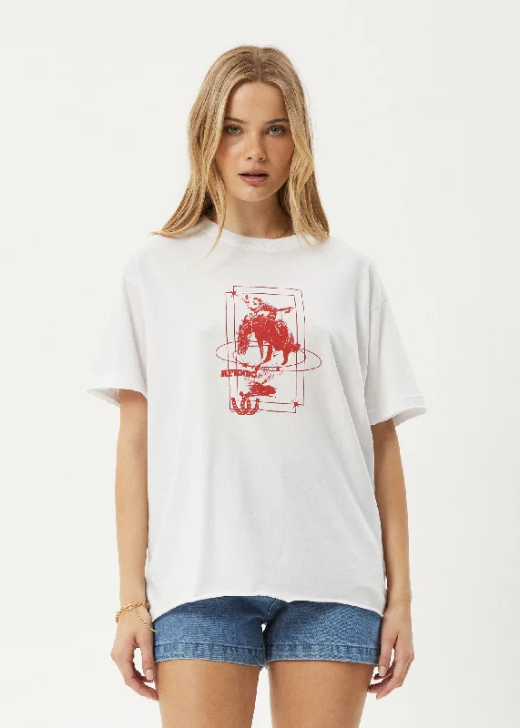 AFENDS Womens Rodeo - Oversized Tee - White Silk Blend Satin Velvet