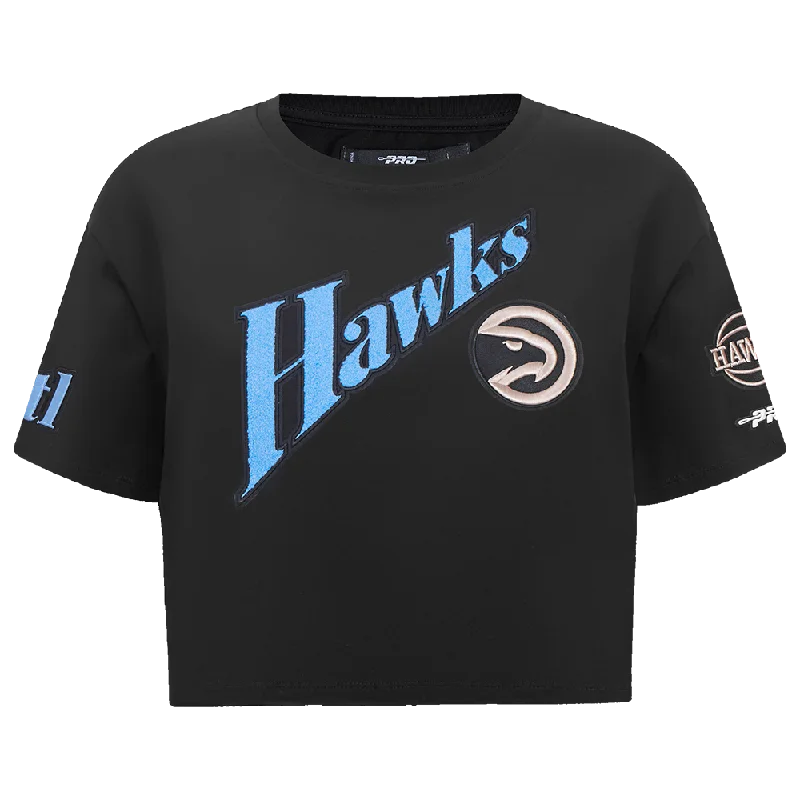 NBA ATLANTA HAWKS CITY EDITION 24-25 WOMEN'S SJ BOXY TEE (BLACK) Hooded Caped Shawl Collar