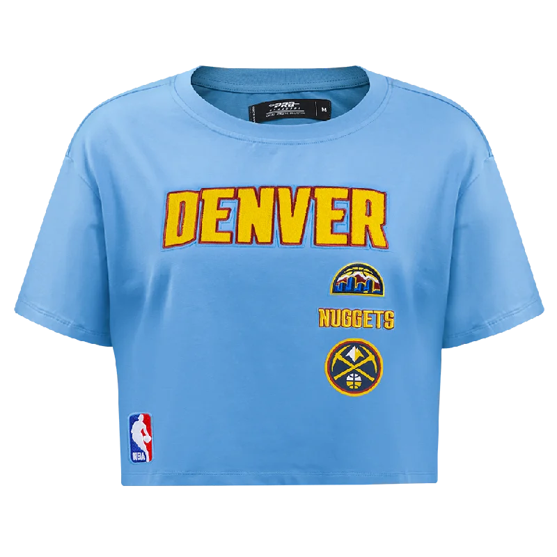 NBA DENVER NUGGETS RETRO CLASSIC WOMEN'S BOXY TEE (UNIVERSITY BLUE) Cashmere Blend Cotton Blend Poly Blend