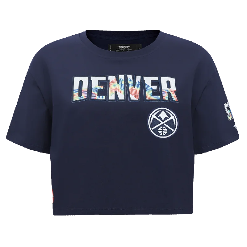 NBA DENVER NUGGETS CITY EDITION 24-25 WOMEN'S SJ BOXY TEE (MIDNIGHT NAVY) Nylon Fabric Polyester Fabric Spandex Fabric