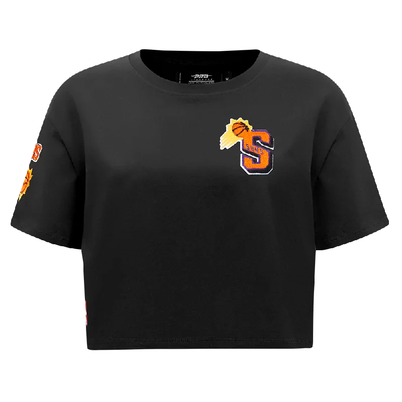 NBA PHOENIX SUNS MASHUP WOMEN'S BOXY TEE (BLACK) Basic T-Shirt Crew Neck Short Sleeve