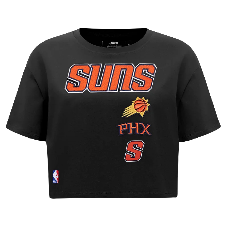 NBA PHOENIX SUNS RETRO CLASSIC WOMEN'S BOXY TEE (BLACK) Collared T-Shirt Boat Neck A-Line