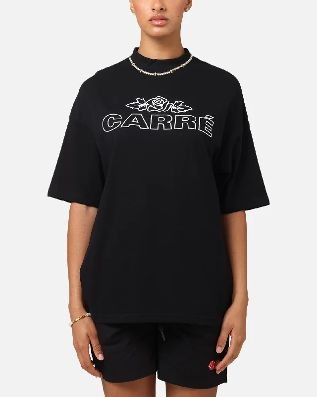 Carre Rosebud Mock Neck T-Shirt Black Oversized T-Shirt Spandex breathable