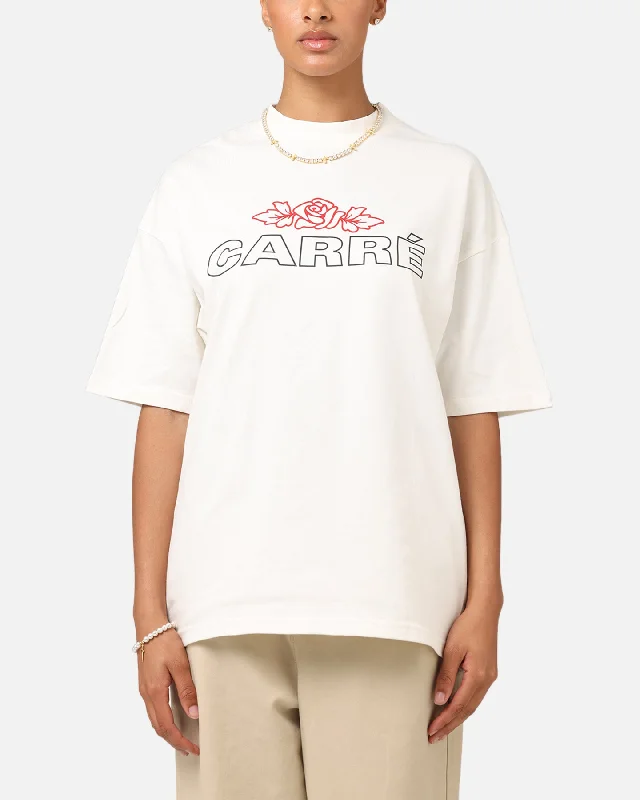 Carre Rosebud Mock Neck T-Shirt Off White Boxy Fit Fitted Loose