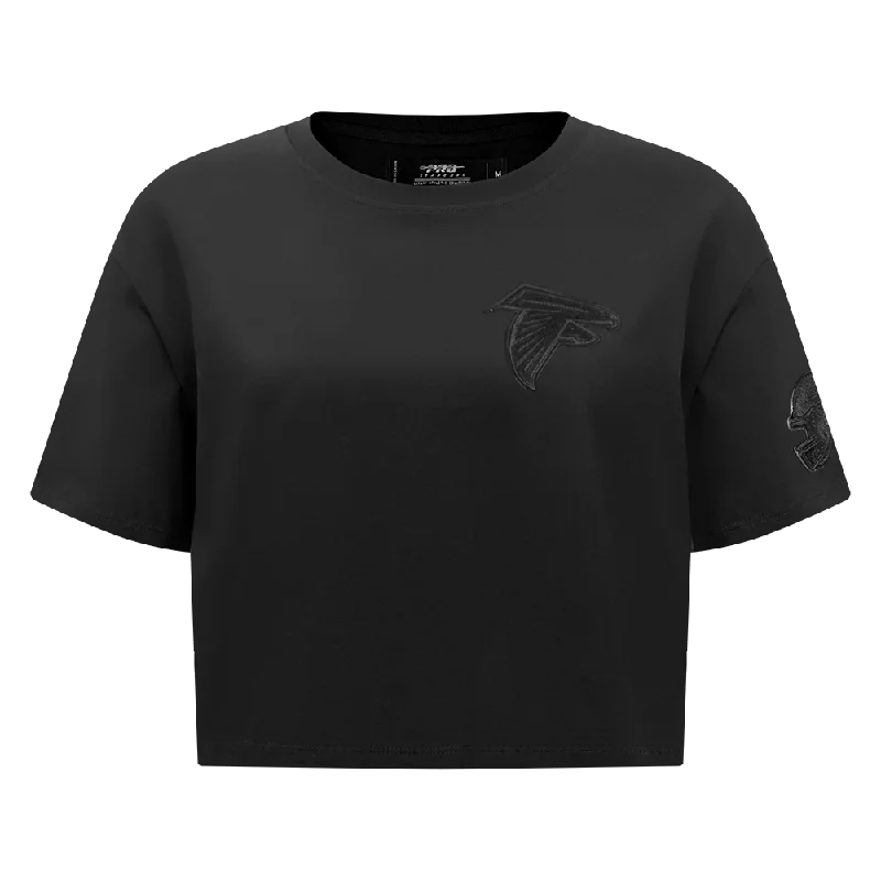 NFL ATLANTA FALCONS TRIPLE BLACK WOMEN'S SJ BOXY TEE (TRIPLE BLACK) Mesh Canvas Denim