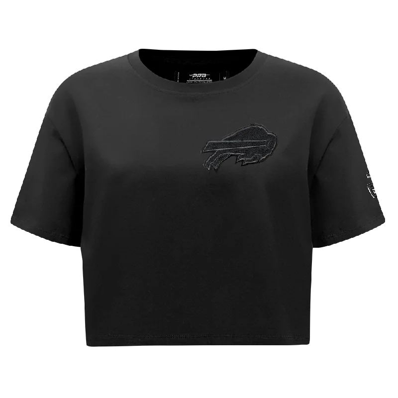 NFL BUFFALO BILLS TRIPLE BLACK WOMEN'S SJ BOXY TEE (TRIPLE BLACK) Oversized T-Shirt Spandex breathable