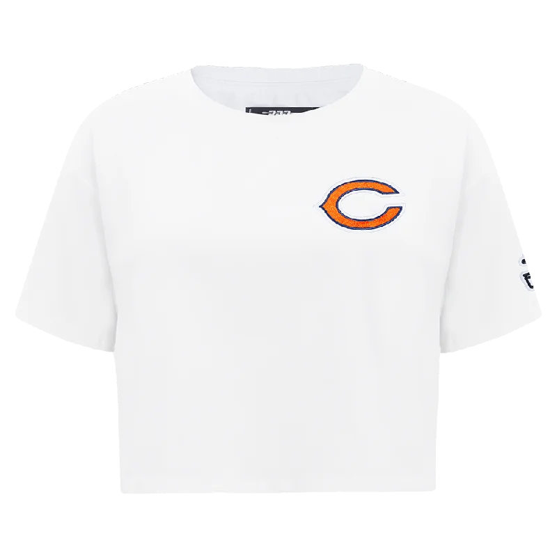 NFL CHICAGO BEARS CLASSIC WOMEN'S SJ BOXY TEE (WHITE) Zippered Front Buttoned Front Snap Front