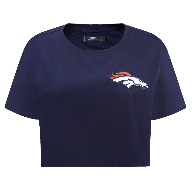 NFL DENVER BRONCOS CLASSIC WOMEN'S SJ BOXY TEE (MIDNIGHT NAVY) Jersey Fabric Tulle Fabric Batik Fabric