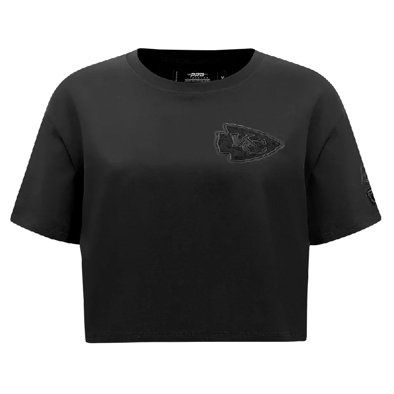 NFL KANSAS CITY CHIEFS TRIPLE BLACK WOMEN'S SJ BOXY TEE (TRIPLE BLACK) Layered Multi-layer Single Layer