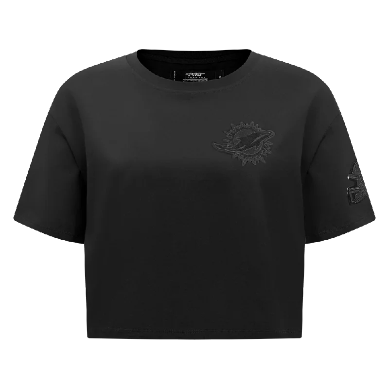 NFL MIAMI DOLPHINS TRIPLE BLACK WOMEN'S SJ BOXY TEE (TRIPLE BLACK) Casual Formal Business NFL MIAMI DOLPHINS TRIPLE BLACK WOMEN'S SJ BOXY TEE (TRIPLE BLACK) Casual Formal Business