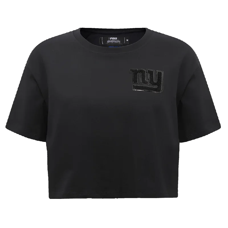 NFL NEW YORK GIANTS TRIPLE BLACK WOMEN'S SJ BOXY TEE (TRIPLE BLACK WOMEN'S) Fashionable Trendy Casual