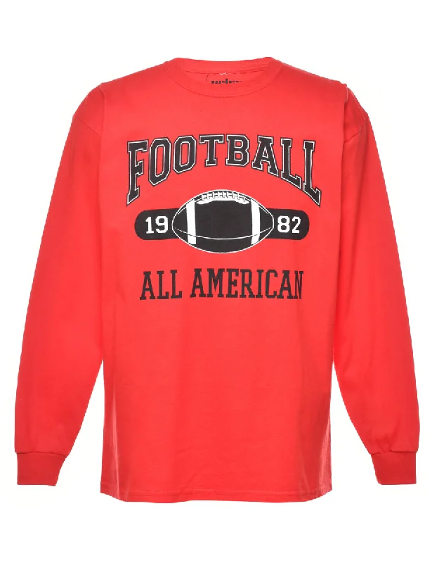 Football Printed T-shirt - M Lace Blend Ribbed Blend Corduroy Blend