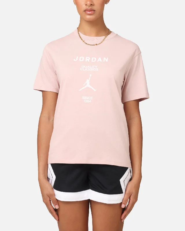 Jordan Women's Graphic Girlfriend T-Shirt Pink Oxford/White V-Neck T-Shirt Long Sleeve Cotton