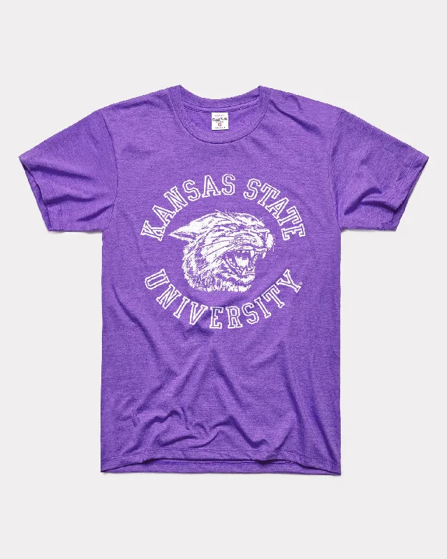 K-State Retro Wildcat Vintage Purple T-Shirt Welt Pockets Slit Pockets Flap Pockets