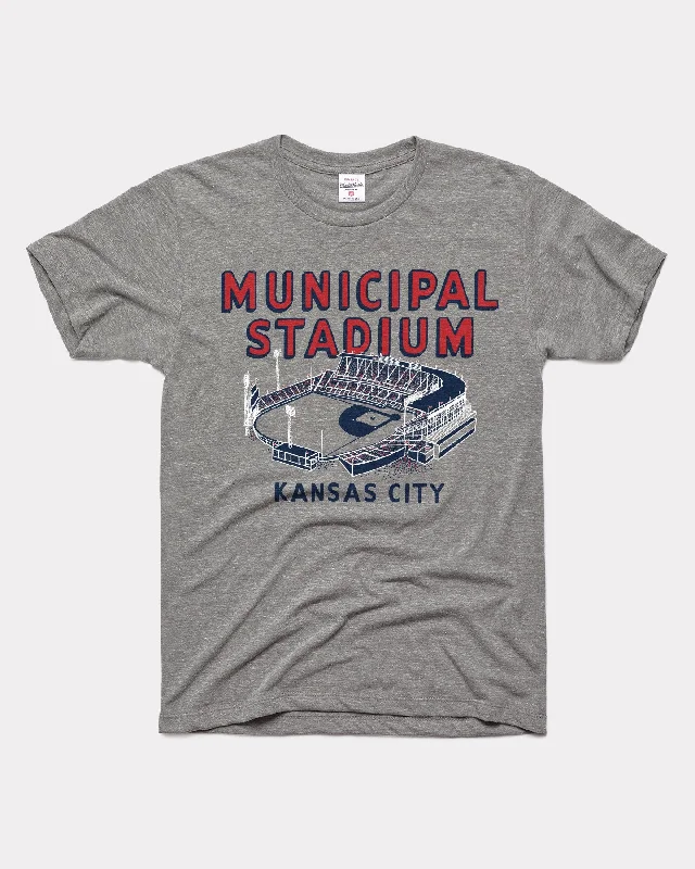 Kansas City Municipal Stadium Vintage Grey Negro Leagues Baseball Museum T-Shirt Elasticated Padded Insulated