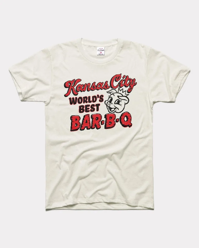 Kansas City World's Best Bar-B-Q Vintage White T-Shirt Hooded Caped Shawl Collar