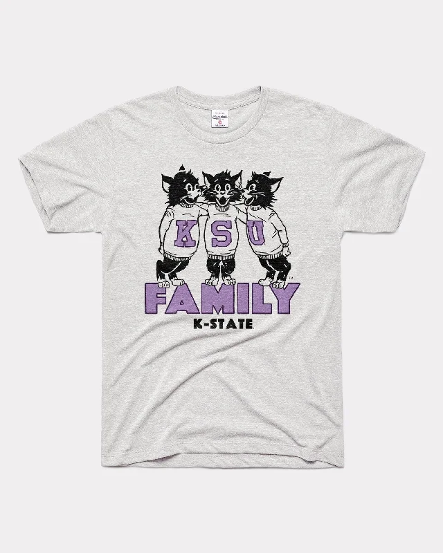 KSU Family K-State Wildcats Ash Grey T-Shirt Chenille Blend Fleece Blend Nylon Blend