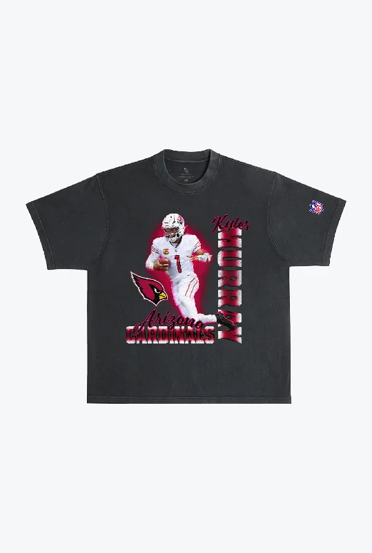 Kyler Murray Garment Dyed Heavyweight T-Shirt - Black Striped Floral Plaid