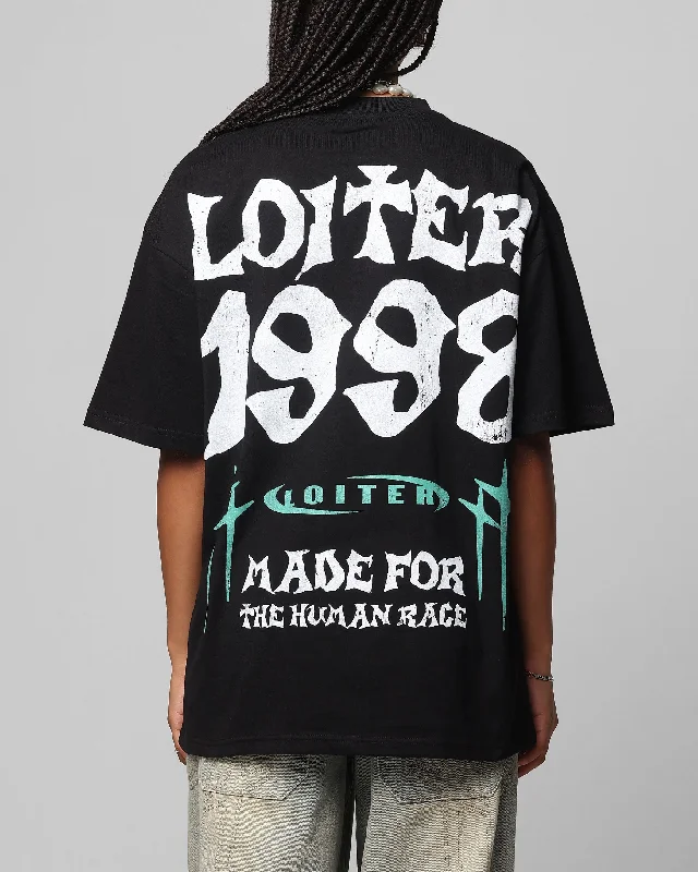 Loiter Staple Logo Drop T-Shirt Black Nylon Fabric Polyester Fabric Spandex Fabric