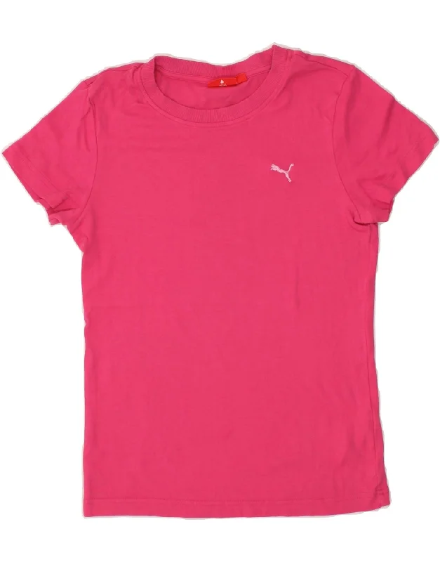 PUMA Womens T-Shirt Top UK 12 Medium  Pink Cotton Fleece Fabric Down Fabric Feather Fabric