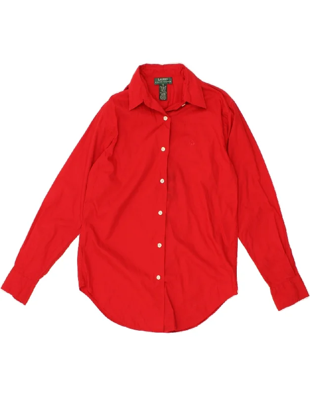 RALPH LAUREN Womens Shirt US 6 Medium Red Cotton Modern Contemporary Chic