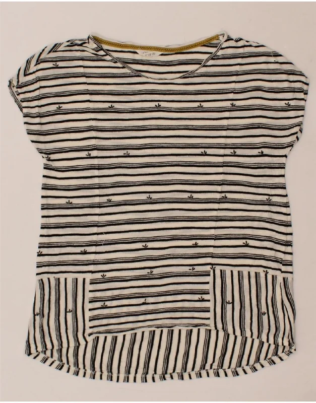 WHITE STUFF Womens T-Shirt Top UK 12 Medium Black Striped Viscose Solid Color Striped Floral WHITE STUFF Womens T-Shirt Top UK 12 Medium Black Striped Viscose Solid Color Striped Floral