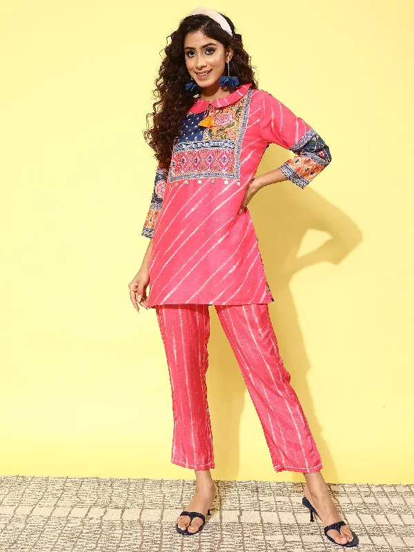 Women Printed Tunic With Trousers Co-Ords Trousers Canvas Durable