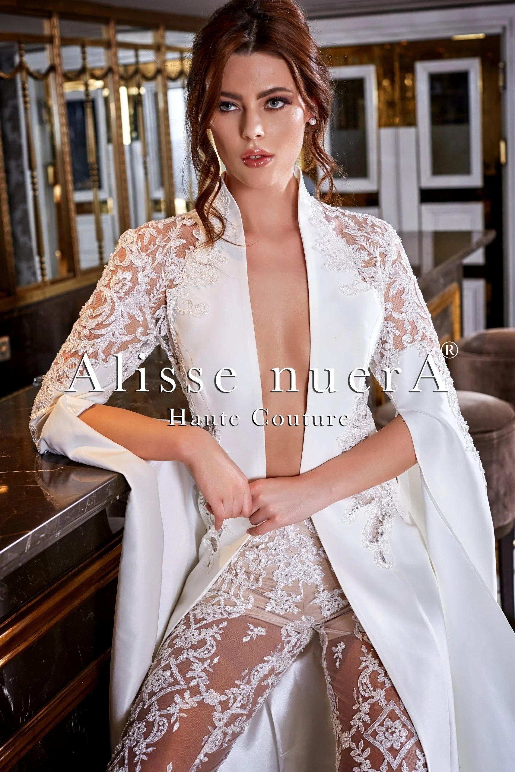 Bridal Suit with Lace Trousers Trousers Brand Named