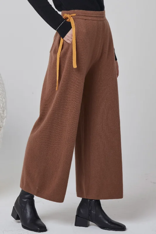 Wide-leg 100% cashmere cropped trousers Trousers Travel Practical