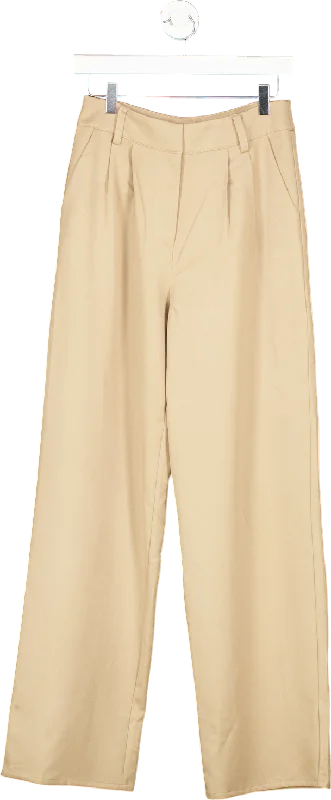 4TH + Reckless Beige Wide Leg Trousers UK 10 Trousers Bootcut Casual