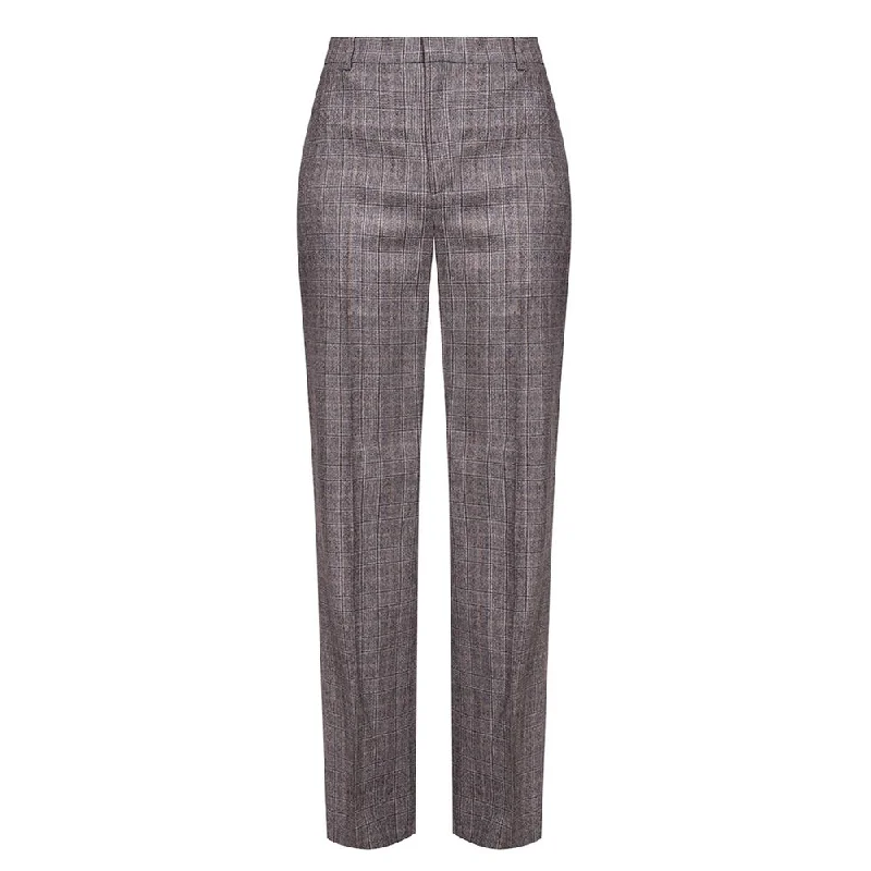 Balenciaga Women's Tartan Wool Pants Trousers Grey Trousers Timeless Classic